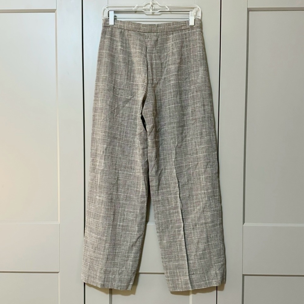 Vintage 90s Armani Collezioni Wool/Linen Trouser Pants Tan/Black Women’s Size 6 - Picture 2 of 11